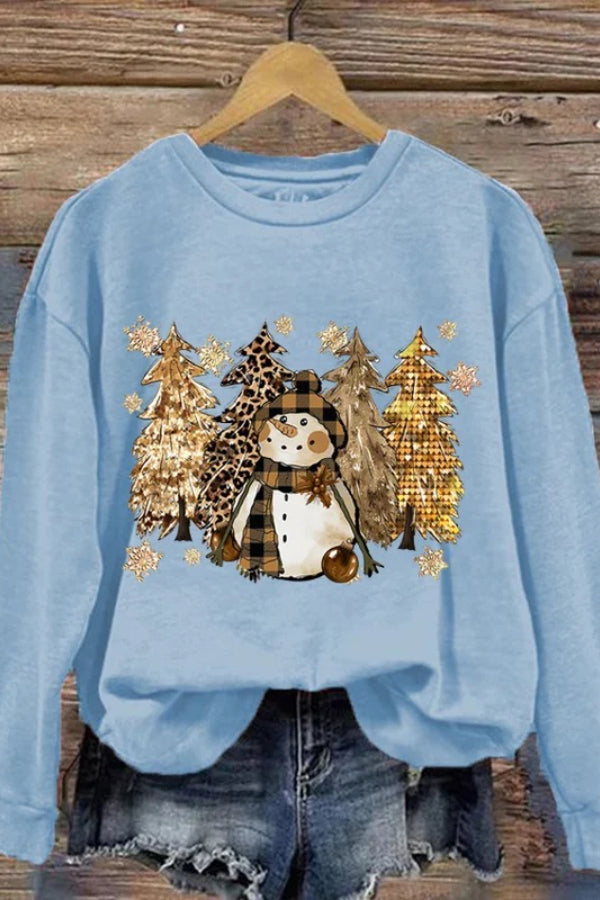 Sweat-shirt pour femme avec impression Weihnachtsbaum-Schneemann