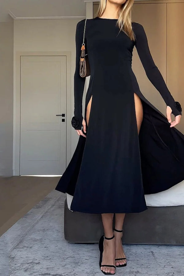 Chic Sexy Black Slit Dress