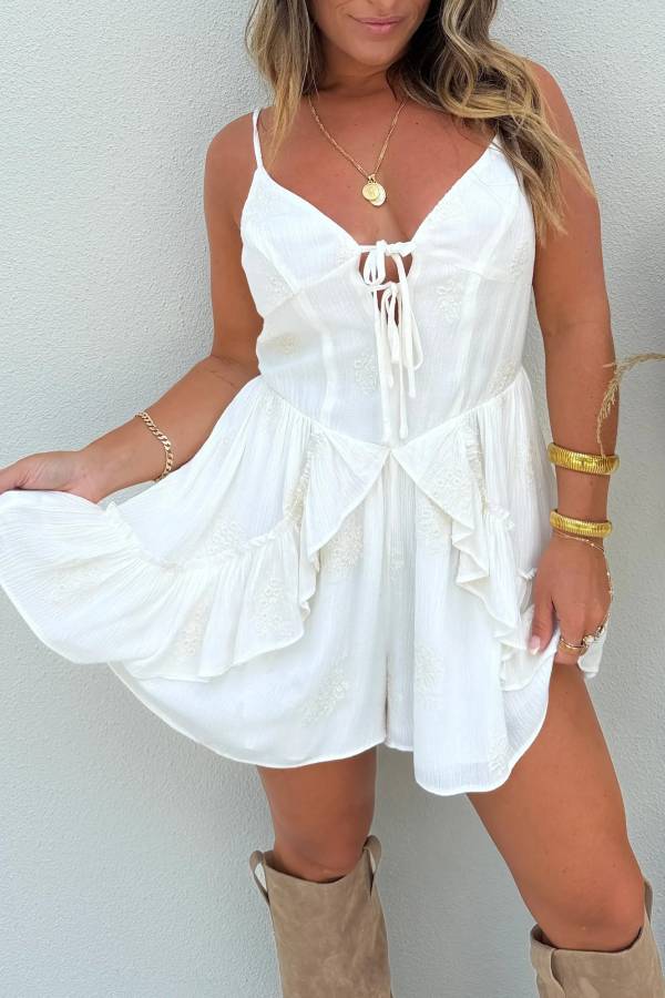 Women's Summer Adjustable Straps Layered Ruffle Romper