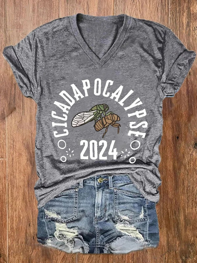 Women's The Great Cicada Comeback Tour 2024 V-Neck Tee