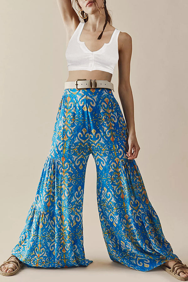 Pantalon évasé taille haute Pantalon ample