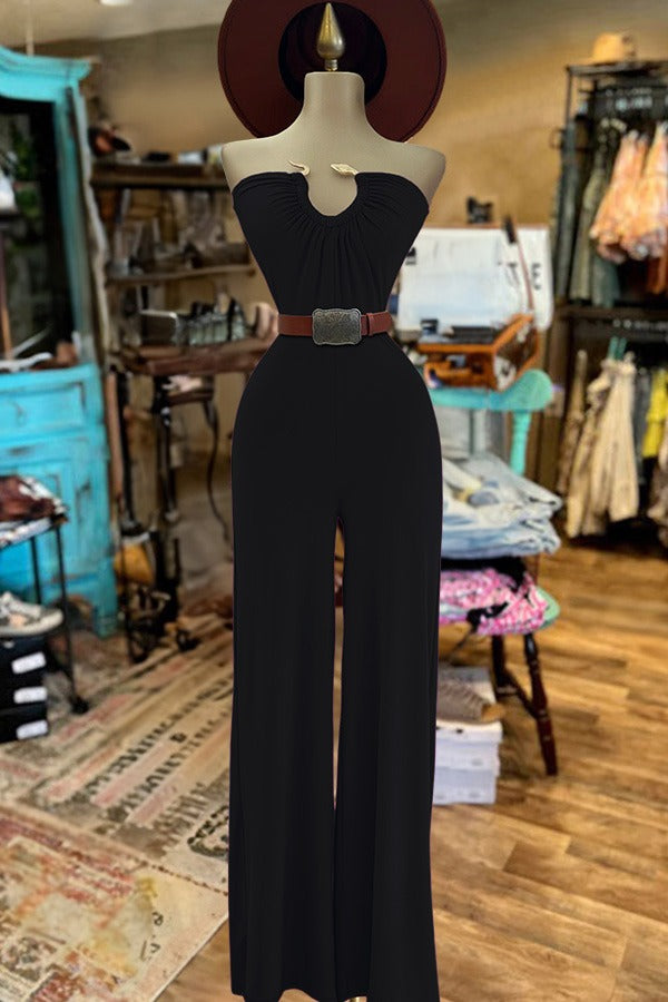 Snake Metal Hoop Strapless Jumpsuit