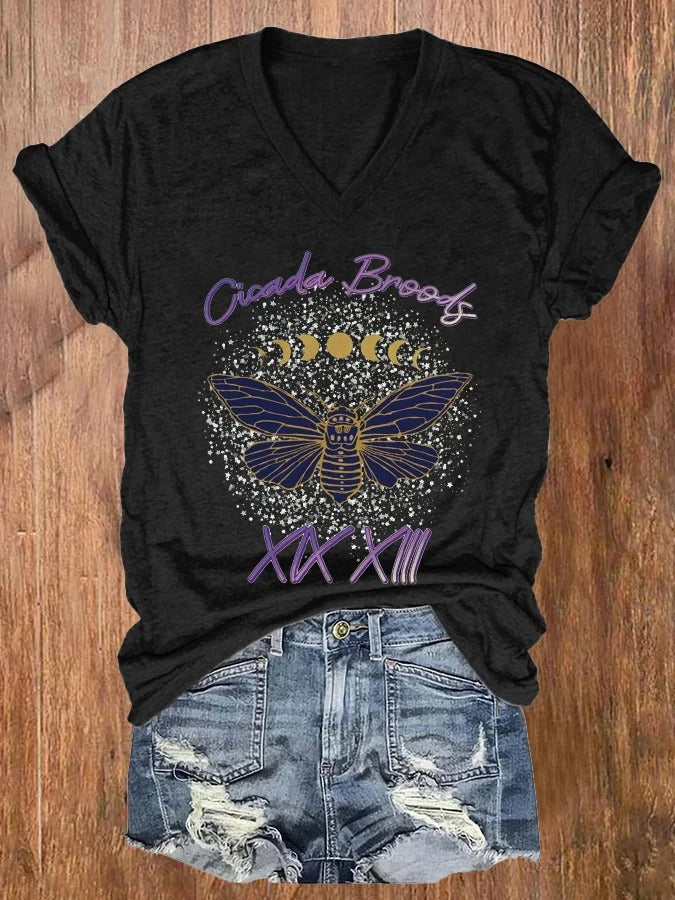 Women'S 2024 Year of The Cicada Print Casual T-Shirt