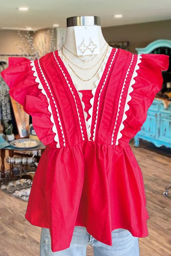 Haut babydoll à manches flottantes Ric Rac