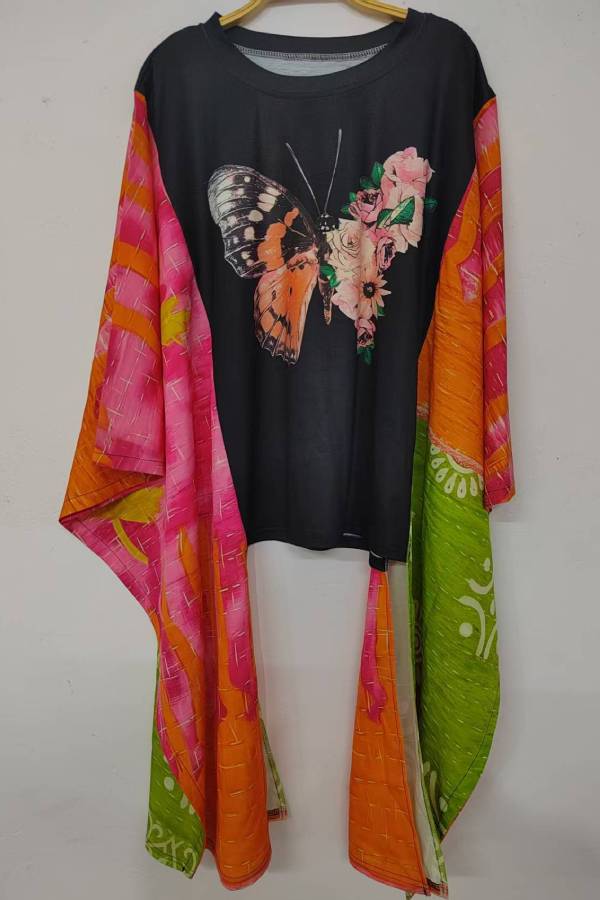 Butterfly Floral Sleeve Top