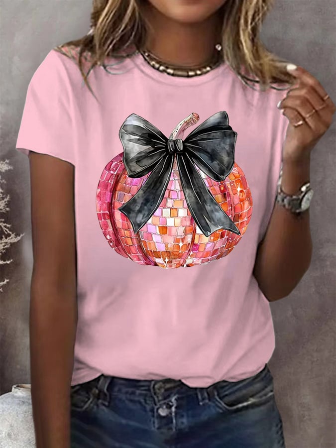 Women's Halloween Pumpkin Print Casual T-Shirt