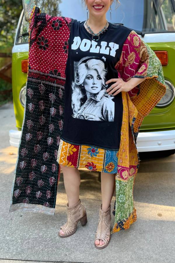 KANTHA WING UPCYCLED DRESS