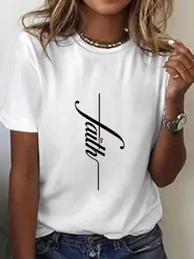 Women's Faith Print Daily Crew Neck T-Shirt