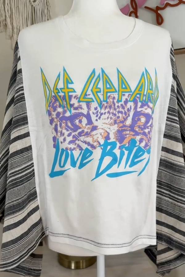Def Leppard Striped Kimono Tee
