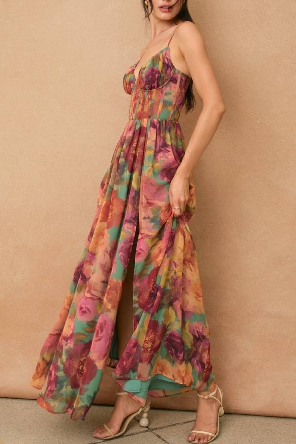 Flower Garden Corset Maxi Dress