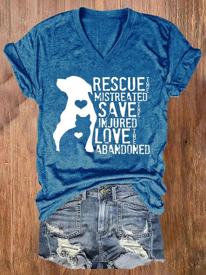 T-shirts décontractés pour femmes : Sauver les maltraités, sauver les blessés, aimer les abandonnés