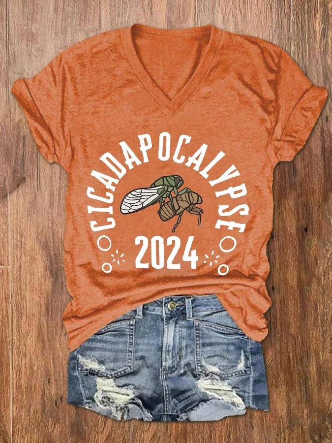 Women's The Great Cicada Comeback Tour 2024 V-Neck Tee