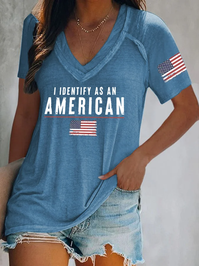 Women's I Identify As An American Print T-Shirt