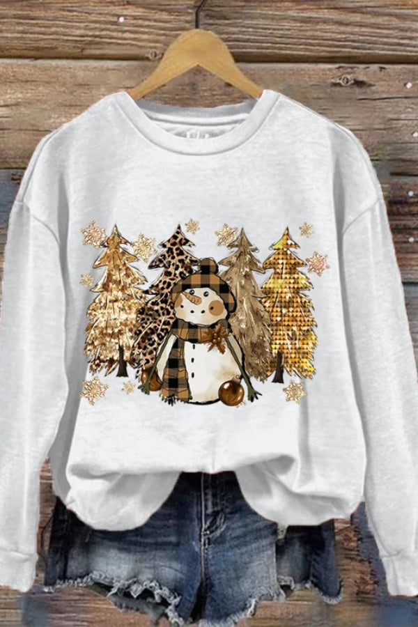 Sweat-shirt pour femme avec impression Weihnachtsbaum-Schneemann