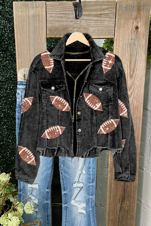 Casual Rugby Sequined Corduroy Jacket