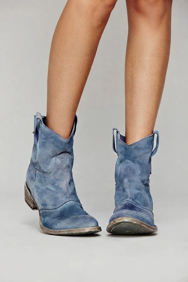 Faux Suede Mid-calf Boots with Low Heels