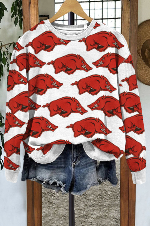 Casual Arkansas Hog Print Sweatshirt