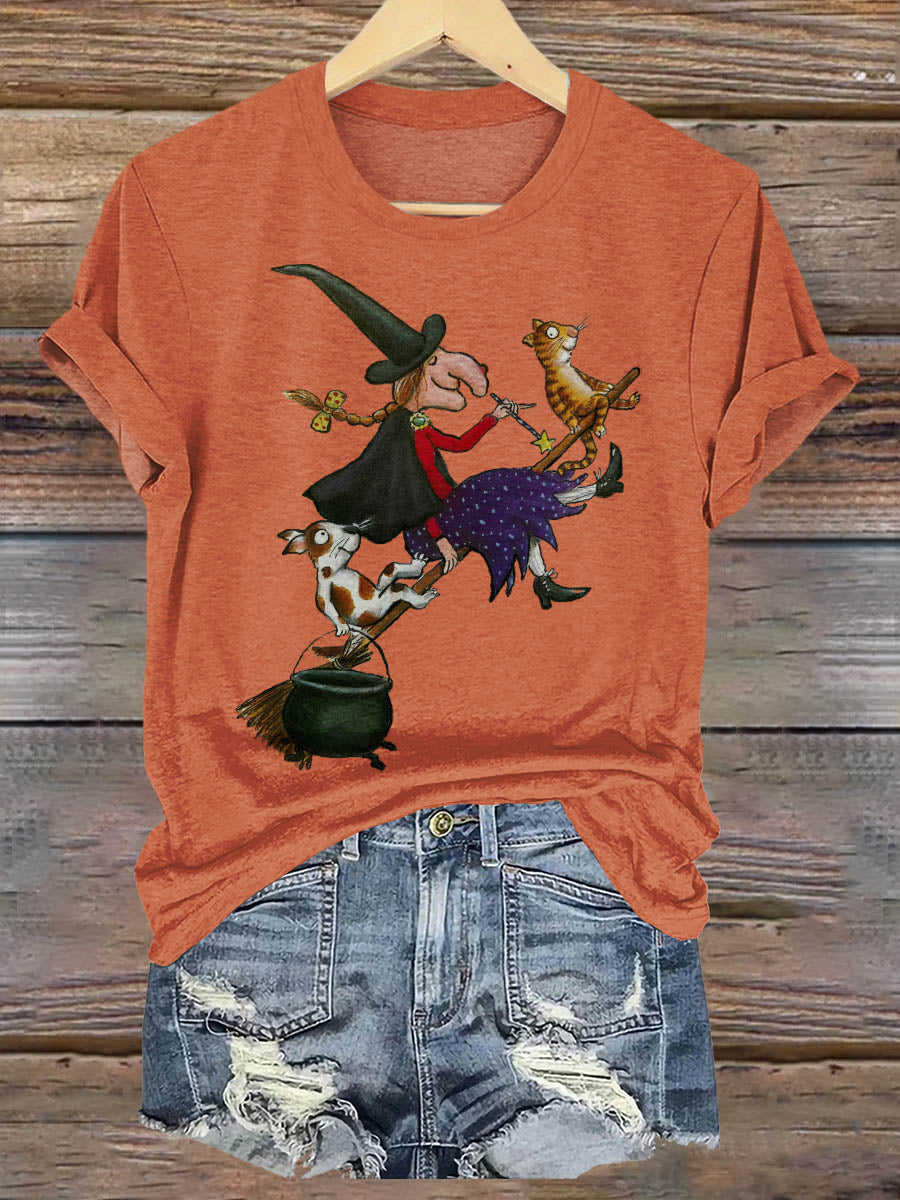 Hexe Hund Katze Dark Gothic Halloween Kunstdruck T-shirt