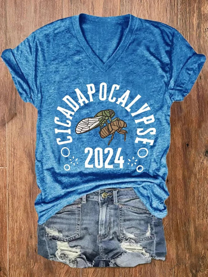 Women's The Great Cicada Comeback Tour 2024 V-Neck Tee