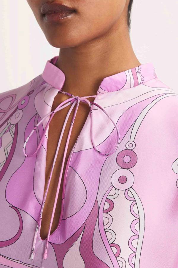 Retro Glam Pink Swirl Print Kaftan Maxi Dress