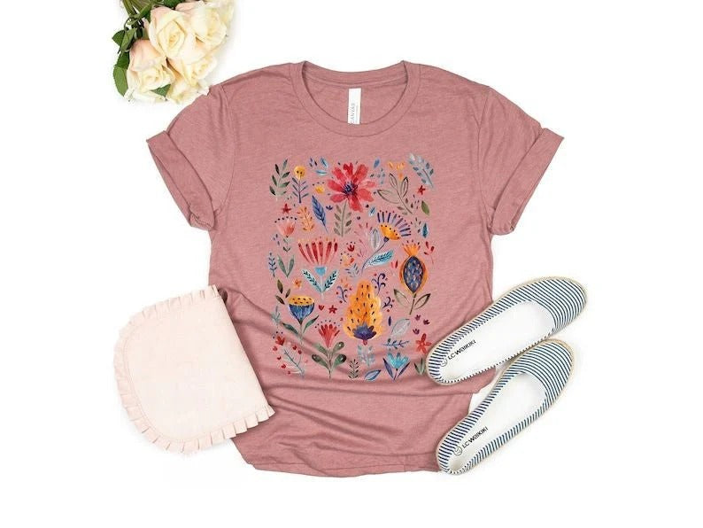 T-shirt vintage à fleurs sauvages