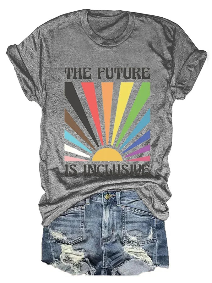 Women's LGBTQ The Future Is Inclusive Print Crew Neck T-Shirt