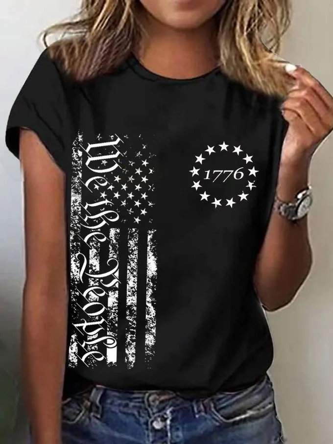 T-shirt imprimé « We The People » pour la fête de l'indépendance des femmes