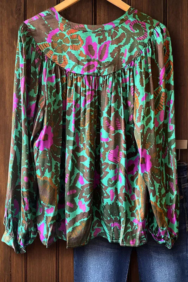 FLOWER PRINT V NECK TOP