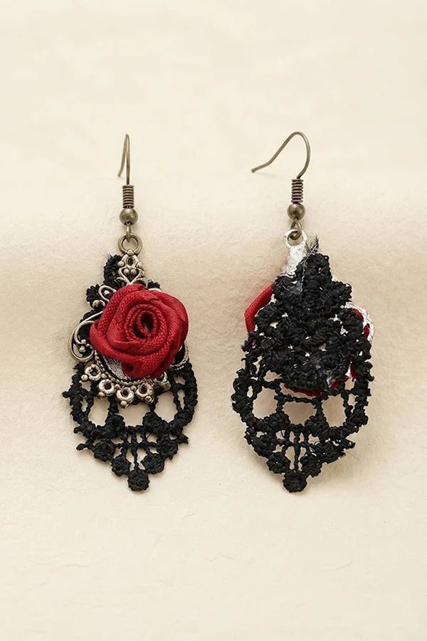 Dark-style Rose Earrings