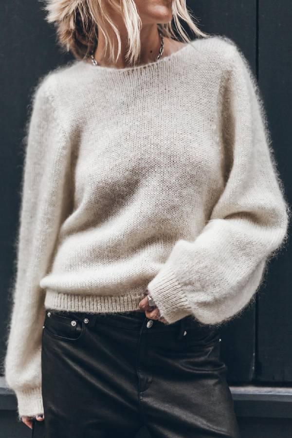 Reversible Tie‑Back Open‑Back Fuzzy Knit Sweater
