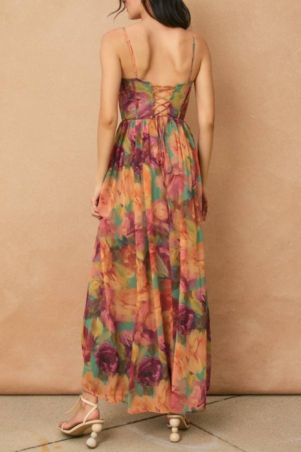 Flower Garden Corset Maxi Dress