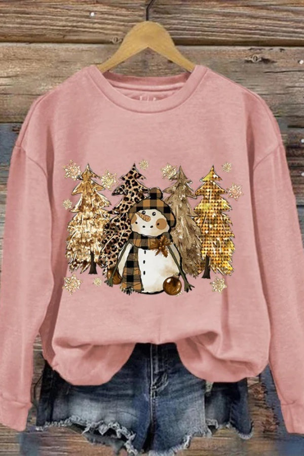 Sweat-shirt pour femme avec impression Weihnachtsbaum-Schneemann
