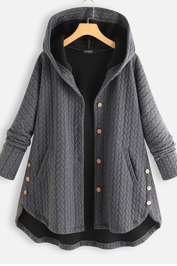 Women Vintage Solid Long Sleeve Hoodie Sweater Coat