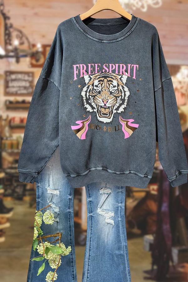 Graphic Print Crew Neck Sweatshirt