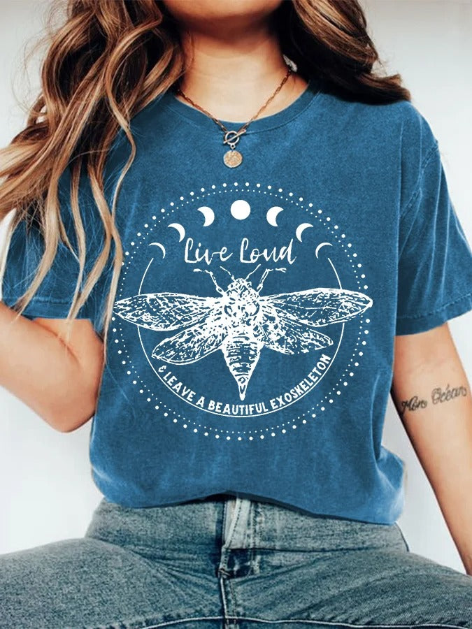 Women's Live Loud And Leave A Beautiful Exoskeleton Vintage Cicada Summer Tour 2024 Tee