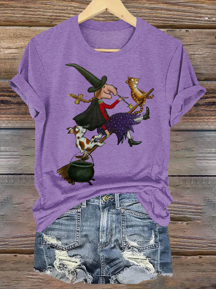 Hexe Hund Katze Dark Gothic Halloween Kunstdruck T-shirt