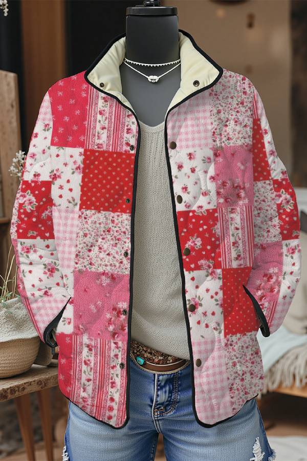 Retro patchwork printed cotton coat