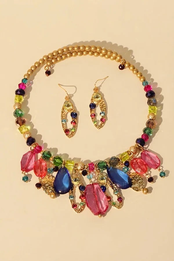 Multicolor Crystal Beaded Necklace