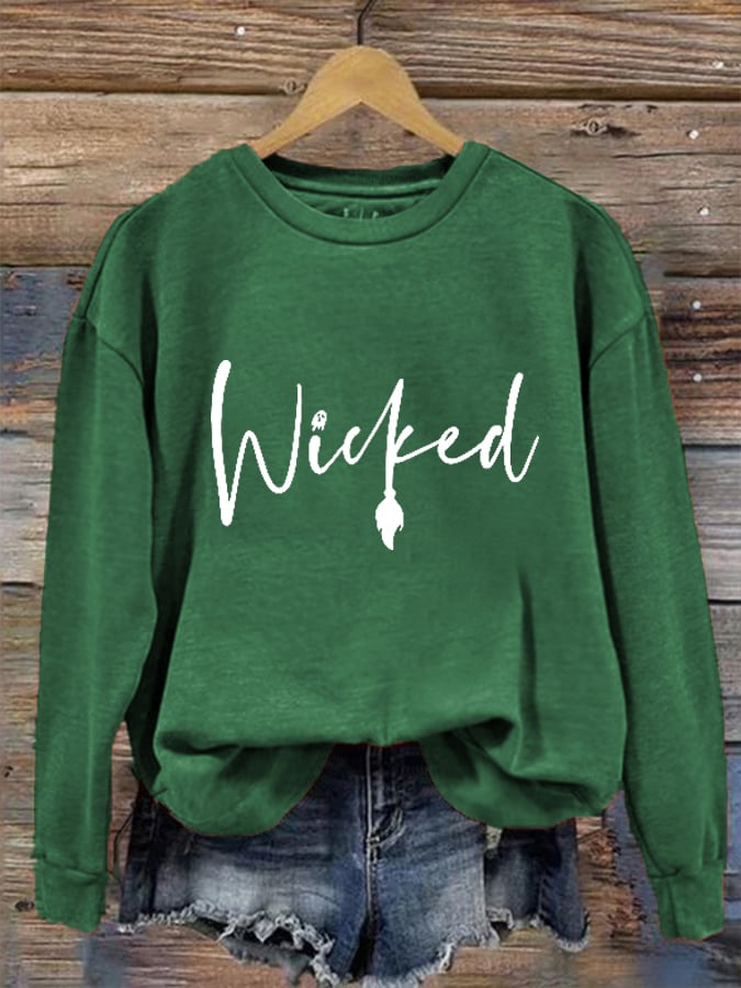 Sweat-shirt imprimé sorcière d'Halloween pour femme