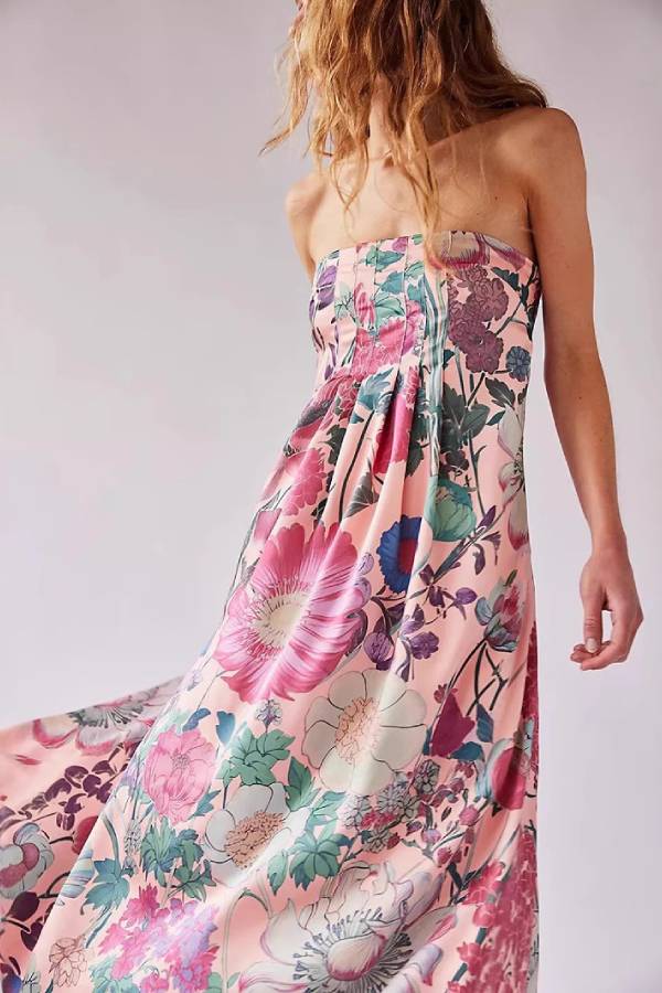 Vintage Oil‑Painting Floral Spaghetti Strap Maxi Dress