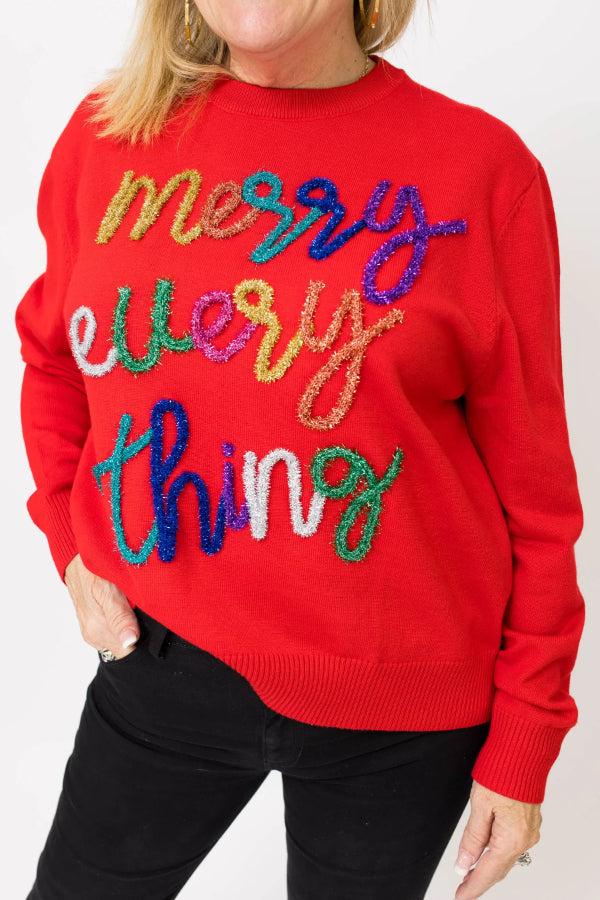 MERRY EVERYTHING Embroidered Sweatshirt