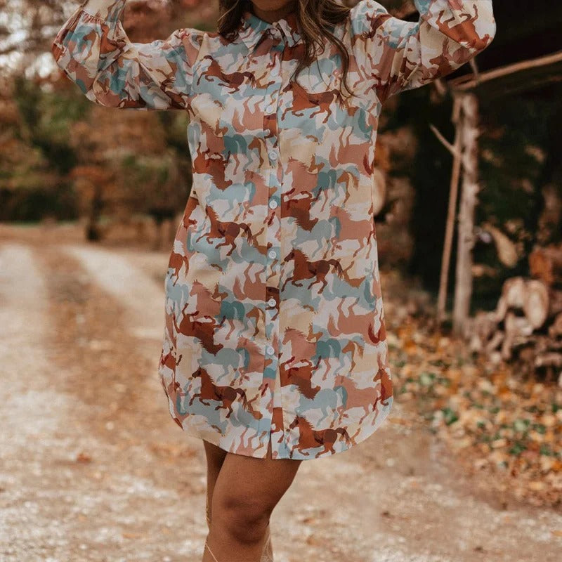 Robe à imprimé graphique western