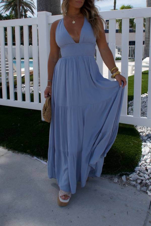 Robe longue Here Comes The Sun bleu bébé