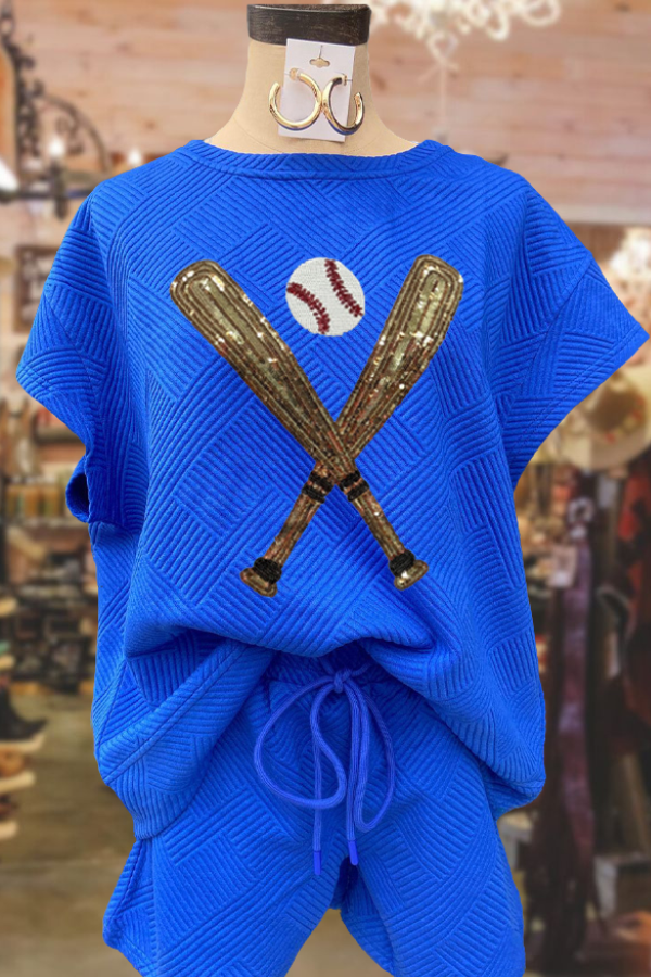 Casual Baseball Sequin Top