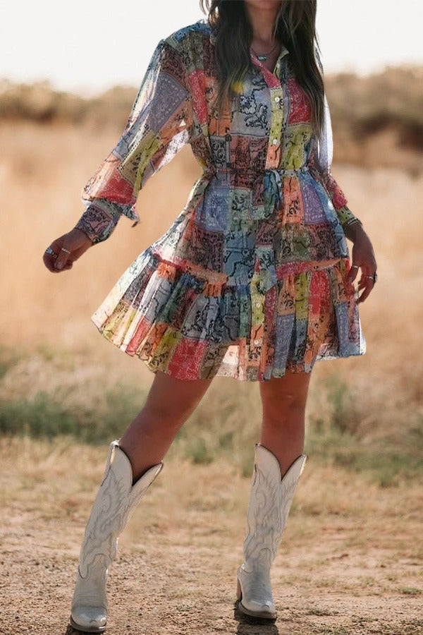 Robe boutonnée fleurie en mousseline