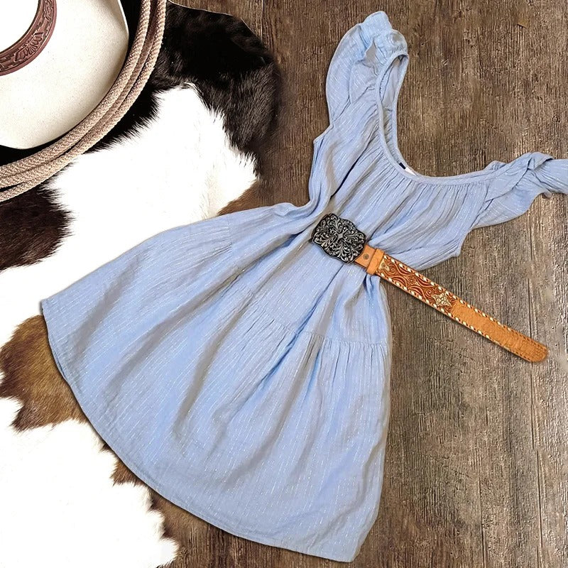 Mini-robe à manches volantées