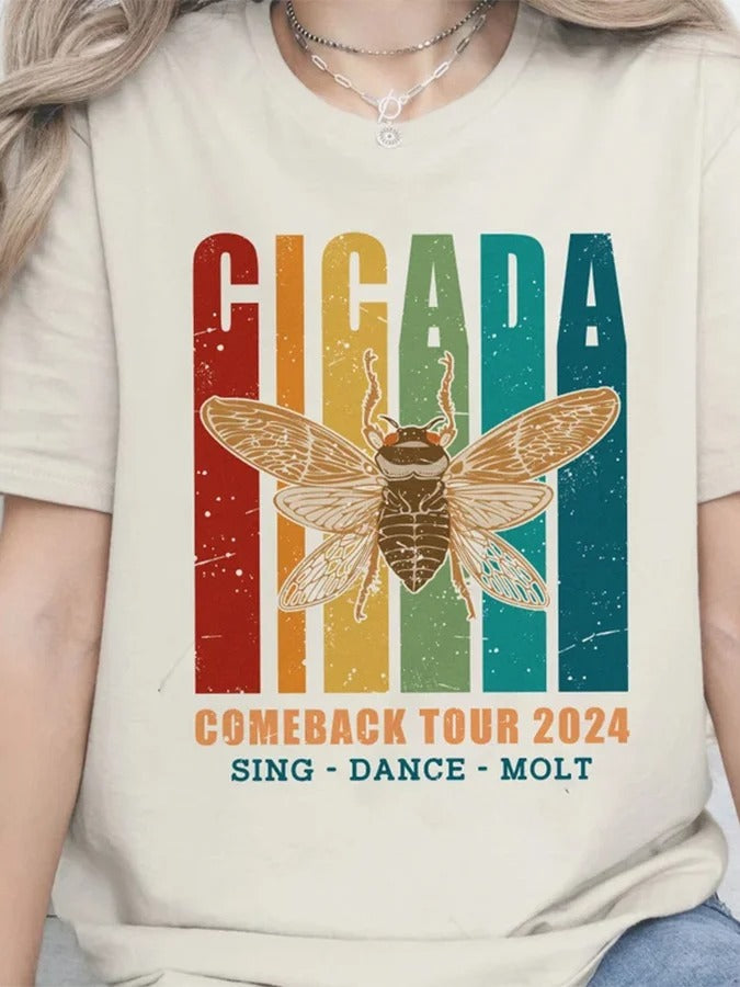 Bedrucktes Freizeit-T-Shirt „The Cicadas Reunion Tour“ für Damen