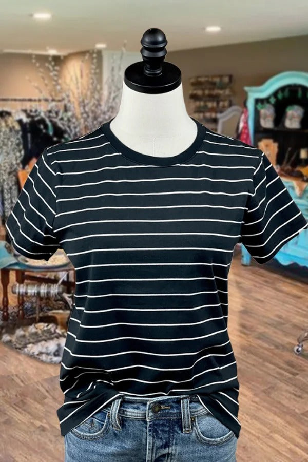 Striped Crew Neck Short Sleeve Top