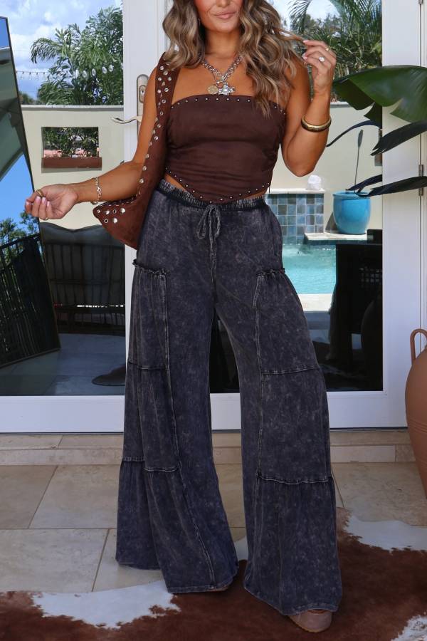 Vera Tiered Lounge Pants Washed Black