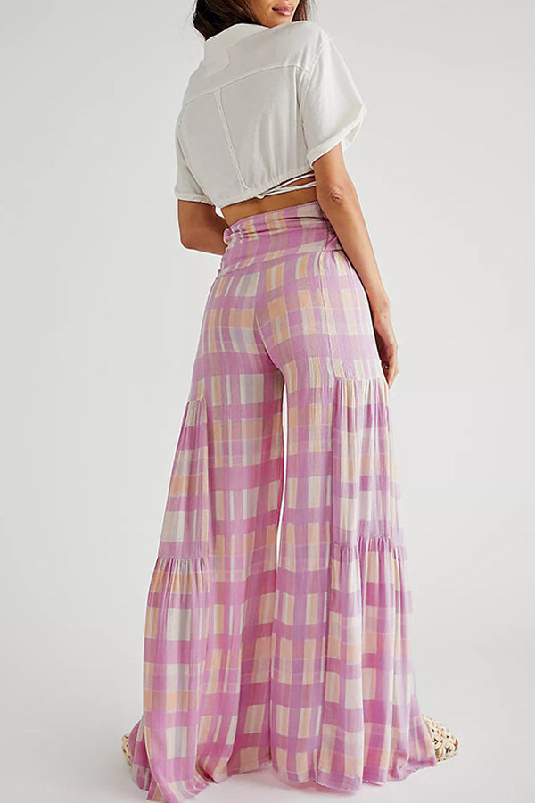 Pantalon évasé taille haute Pantalon ample